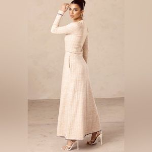 Veiled Collection Oatmeal Knit Ribbed Circle Maxi Skirt